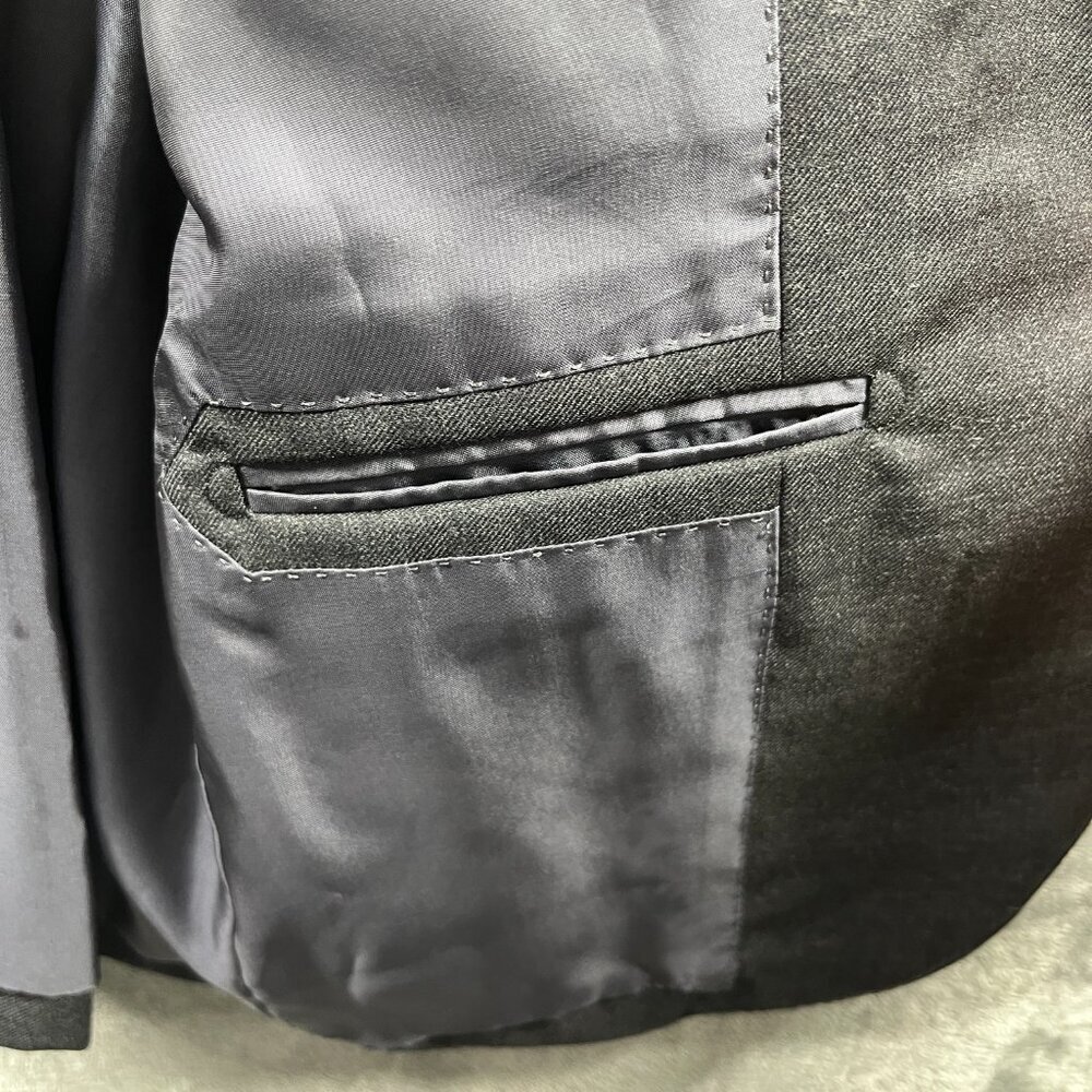 Edifice Mens Blazer Loro Piana Fabric 44 Gray Wool Jacket Four Seasons Classy - Picture 7 of 13
